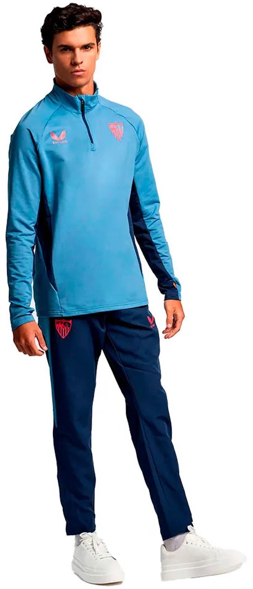 Castore Sevilla Fc 24/25 Pro Players Training Sweatshirt Met Halve Rits Blauw S Man