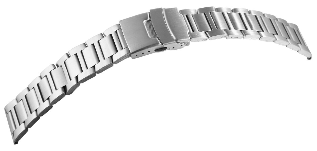 Steinmeister Steinmeister heren vervangende armband 8100128 Horlogeband van roestvrij staal, zilverkleurig, mat, 18 mm -