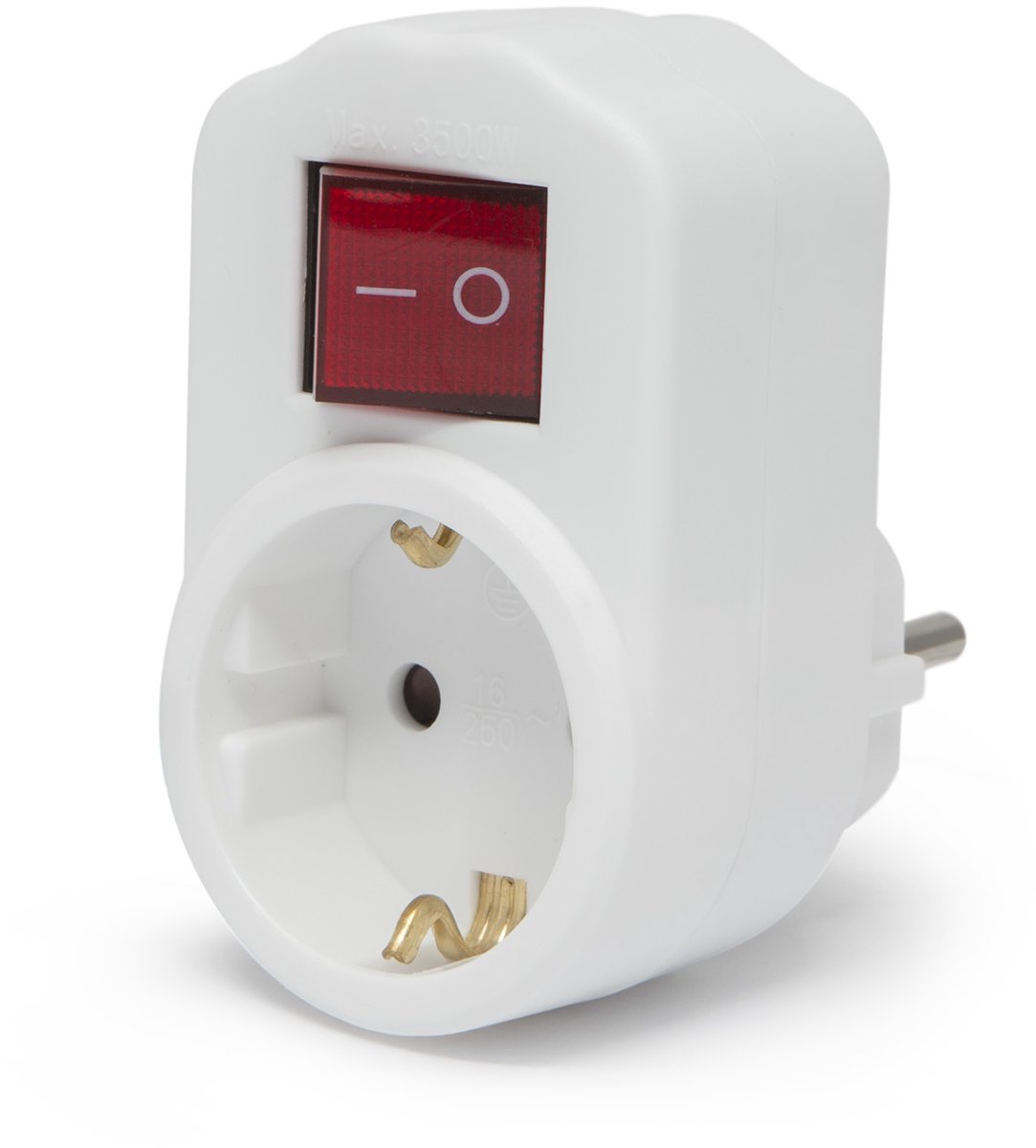 Wandcontactdoos Met Schakelaar En Randaarde – Schakelbare Stopcontact Adapter Voor Wand – Kinderveilig En Compact – Witte Stekkerdoos Voor Keuken En Huishoudapparaten – 3500 W, 16A, 250V [05688]