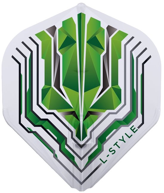 L-Style Champagne Flight EZ L1 Standard Origin Series Clear Green - Dart Flights van Merkloos — afbeelding 2