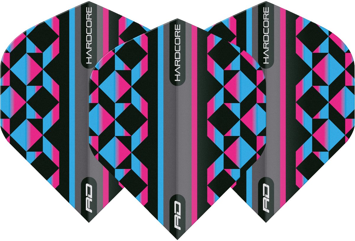 Red Dragon Hardcore Radical Pink & Blue & Black Geometric - Dart Flights