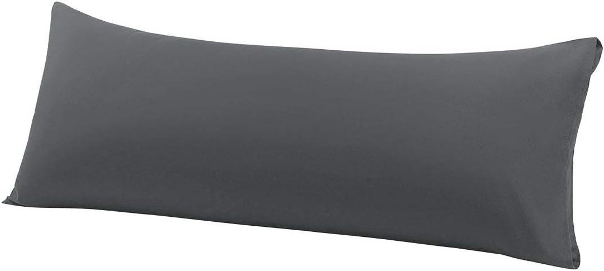 Provento - Kussensloop voor nekrol van zachte microvezel in grijs, 51 x 183 cm, met lichaamssluiting.