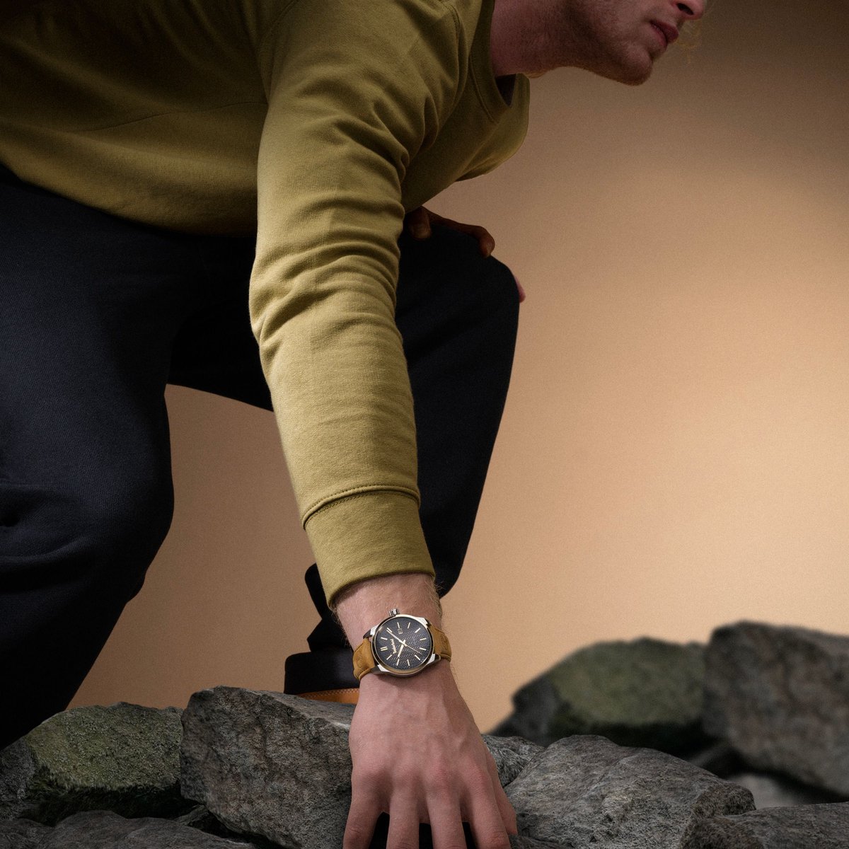 Datum horloge Henniker II Brown - Camel