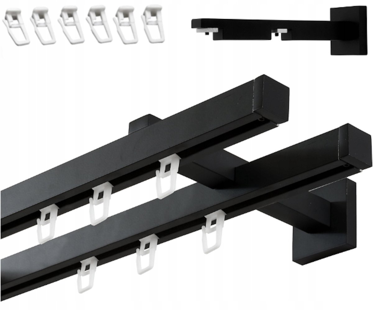 Dubbele Loft Gordijnrail Zwart Mat 150cm - Stijlvol en Functioneel