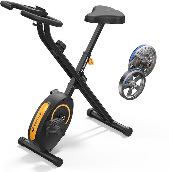 MERACH Opvouwbare Hometrainer - Compact en Stil - 16 Niveaus Magnetische Weerstand - LCD-scherm - Tabletsteun - Huishoudelijk Gebruik