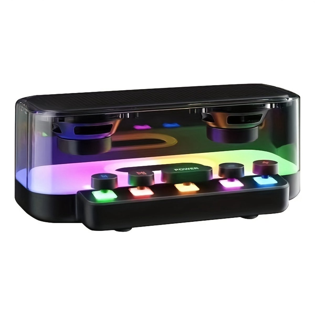 Kleurrijke Bluetooth-luidspreker met verlichting en mechanische knoppen, esports punkstijl, ideaal als cadeau.