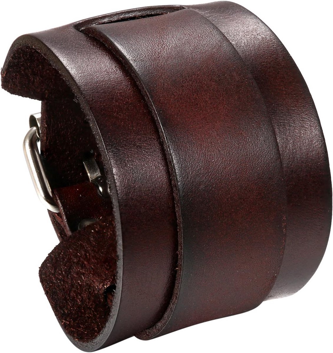 Echt lederen herenarmband met verstelbare metalen gesp
