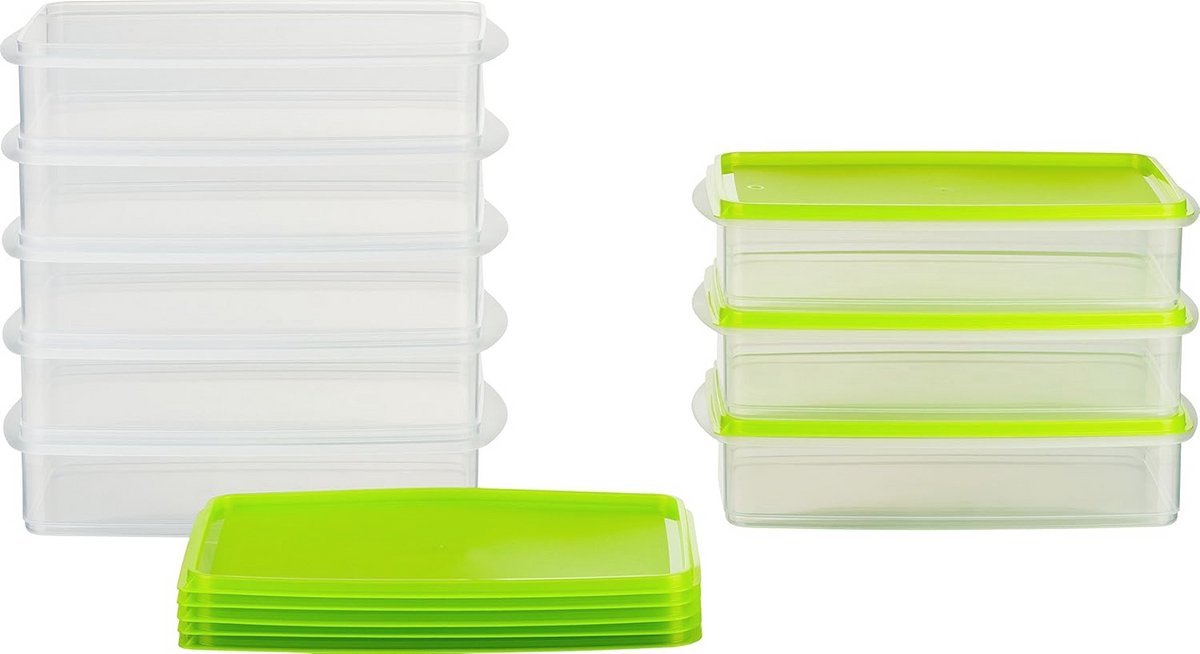Voordeelset van 8 stapelbare voedselopslagdozen 1L