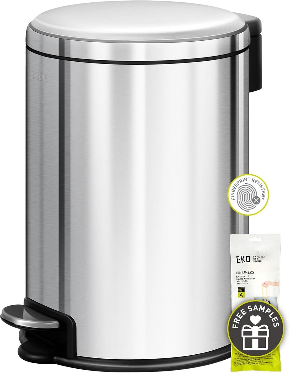 Kleine Ronde Pedaalemmer 3L met Binnenemmer voor Badkamer en Slaapkamer RVS
