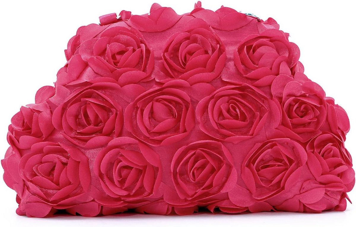 Bloemen Clutch Tas - Satijnen Handtas met Afneembare Riem voor Bruiloft en Feestjes