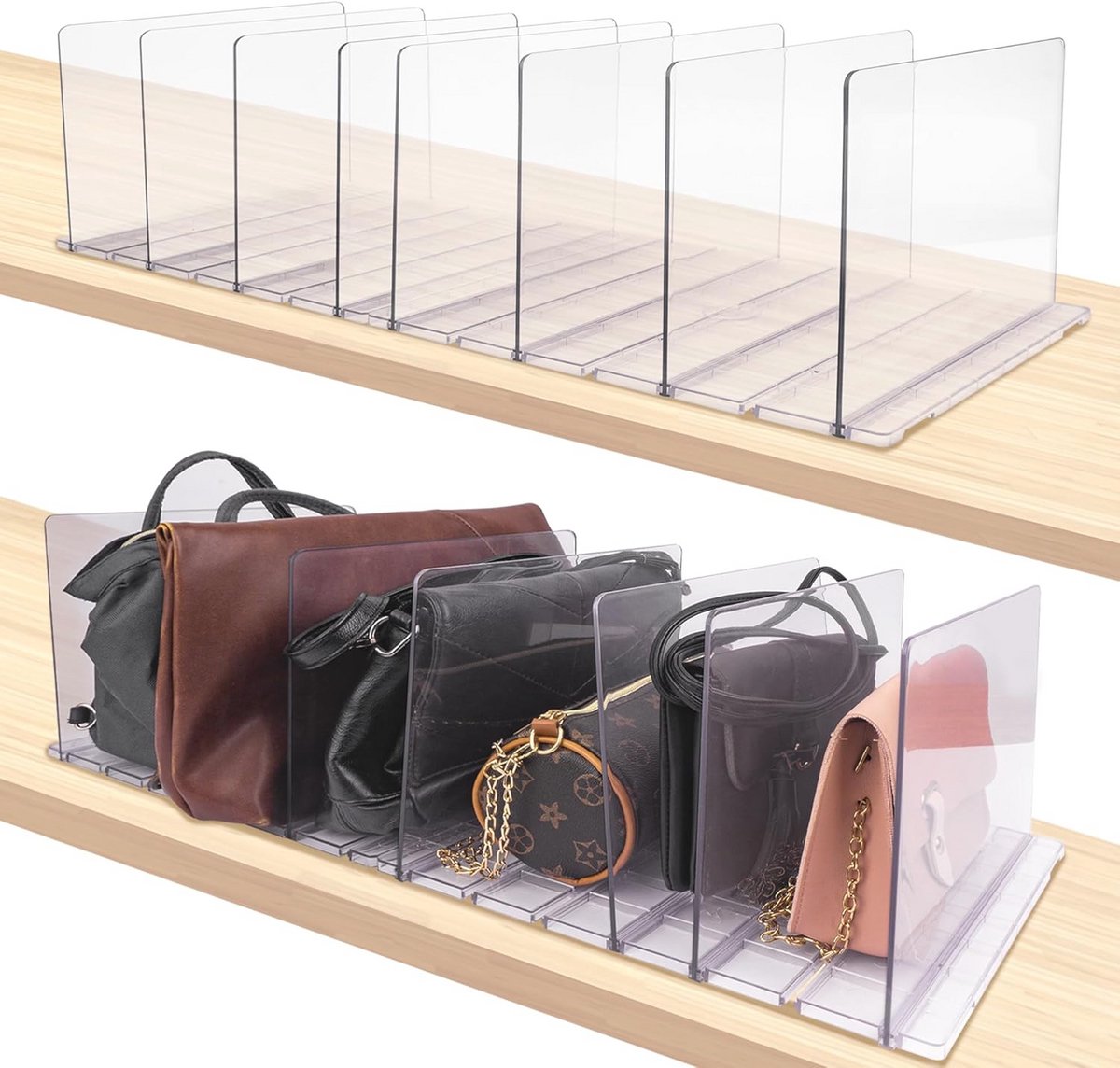 Portemonnee Organizer met Verstelbare Plank Verdeler voor Kast - 2 Pack