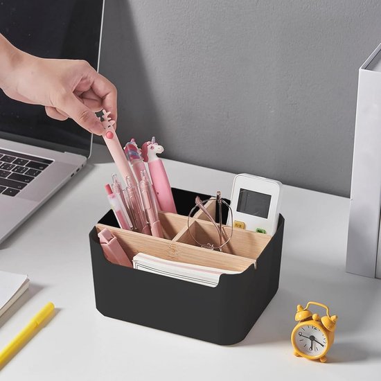 Cutefly Bureau-organizer – 5 Vakken En 1 Lade, Stevig Metaal, Antislip, Compact, Zwart