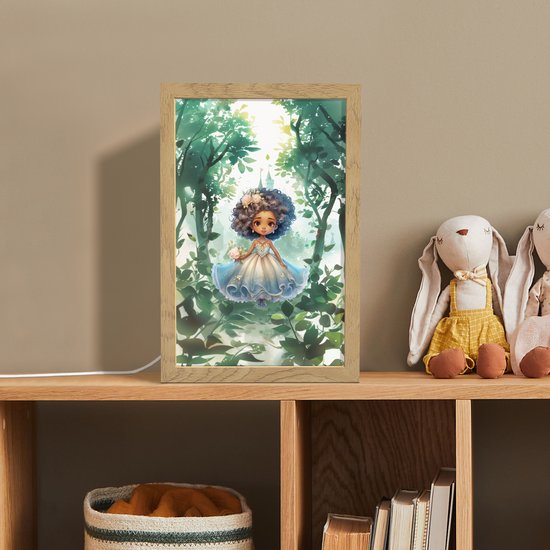 Nachtlampje 20x30 cm - Kinder lampje - Prinses - Kasteel - Meiden - Bloemen - Tafellamp kinderkamer - Slaapkamer lamp - Bedlamp kinderen - Kinderlampje stopcontact - Wandlamp babykamer - Nachtlampjes van Smart Planet — afbeelding 3