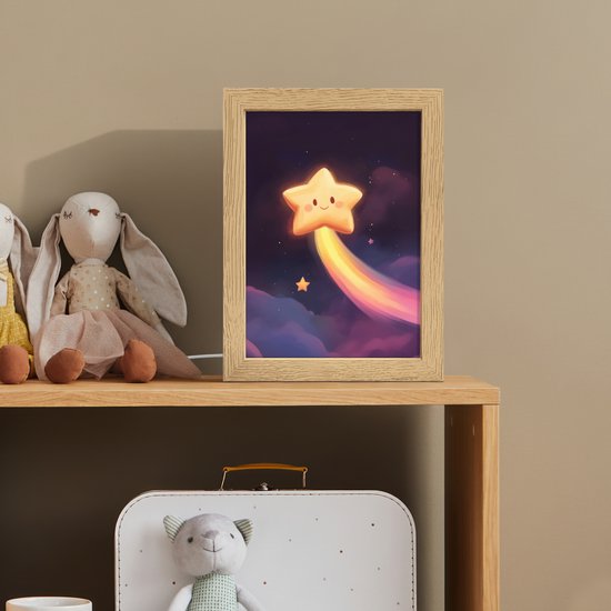 Nachtlampje 15x20 cm - Kinder lampje - Ster - Gezichtje - Lichtgevend - Tafellamp kinderkamer - Slaapkamer lamp - Bedlamp kinderen - Kinderlampje stopcontact - Wandlamp babykamer - Nachtlampjes van Merkloos — afbeelding 3