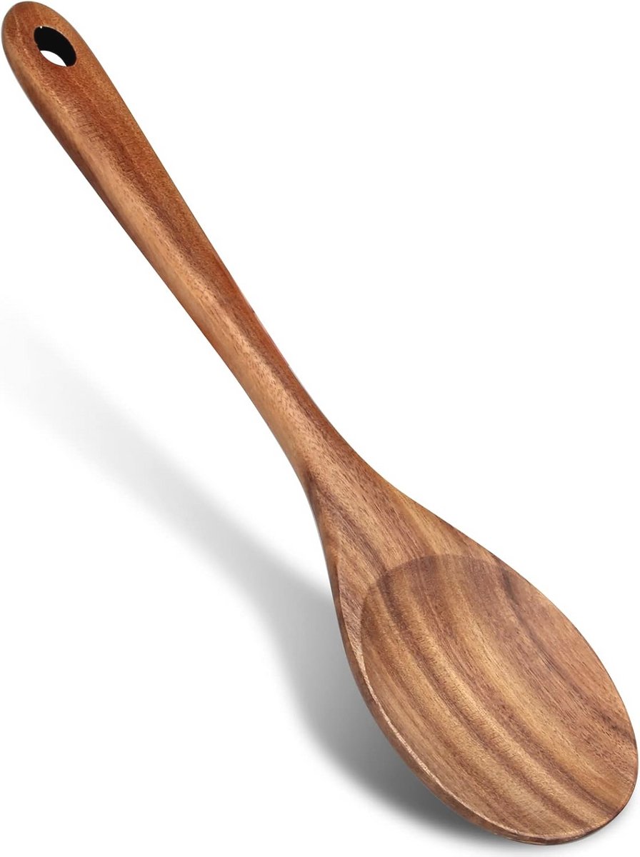 Grote houten lepel voor koken - 35 cm lange menglepel en serveerlepel