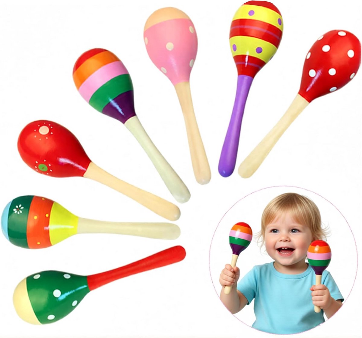 Houten Maracas - Kleurrijke Kinderpercussie voor Muziek en Ritme