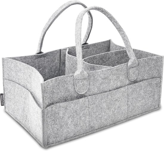 Baby Diaper Caddy vilten tas, draagbare commode-organizer, multifunctionele luiertas, vilten mand opbergdoos met verwisselbare vakken voor kinderkamer, auto en reis
