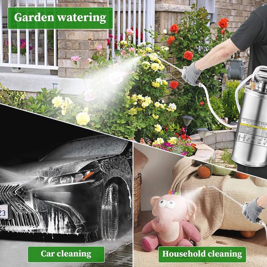 Roestvrijstalen Handpompsproeier 1,5 Gal - Multifunctioneel Tuin gereedschap met Verstelbaar Mondstuk — afbeelding 2