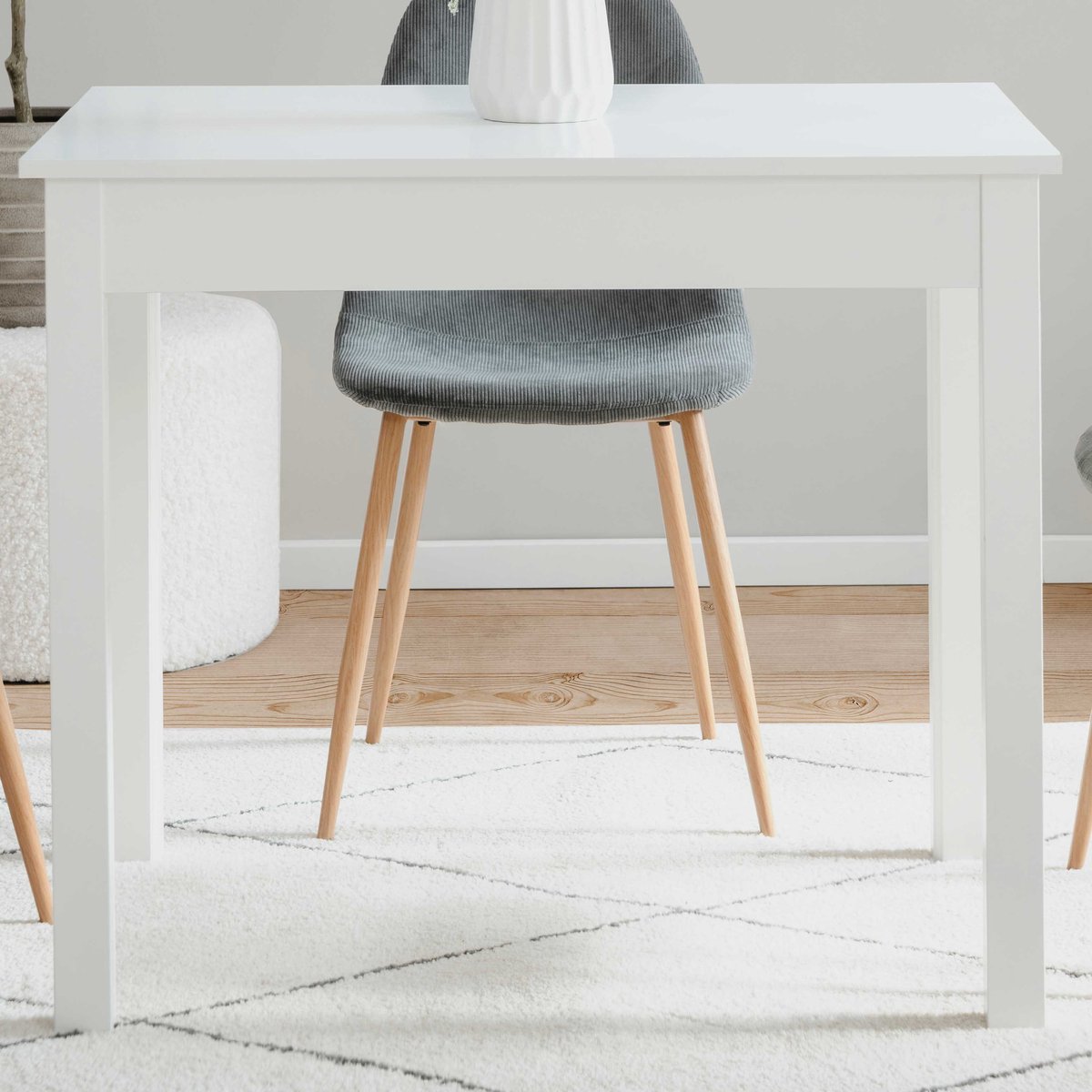 CaliCosy Eettafel met rechthoekig tafelblad L90 cm - ELIA parelwit