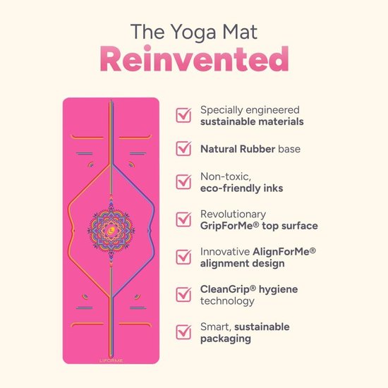 Gepatenteerde yogamat met uitlijnsysteem en grip - antislip, milieuvriendelijk en comfortabel — afbeelding 2