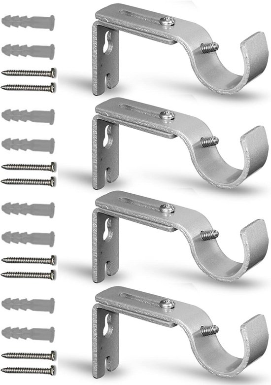 4 stuks gordijnstangbeugels, gordijnrailbeugels, 8,8-11,3 cm verstelbare zwarte metalen gordijnen paalhouders haken voor palen deurgordijnen roedebeugel