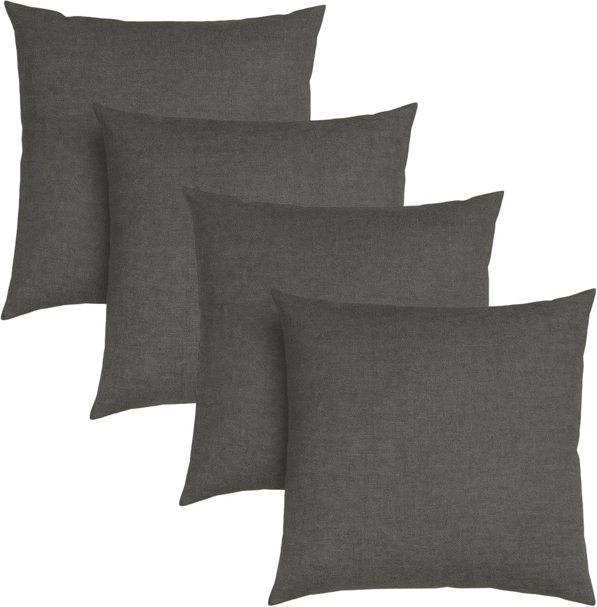 Set van 4 Donkergrijze Bankkussens 40 x 40 cm met Vulling en Overtrek