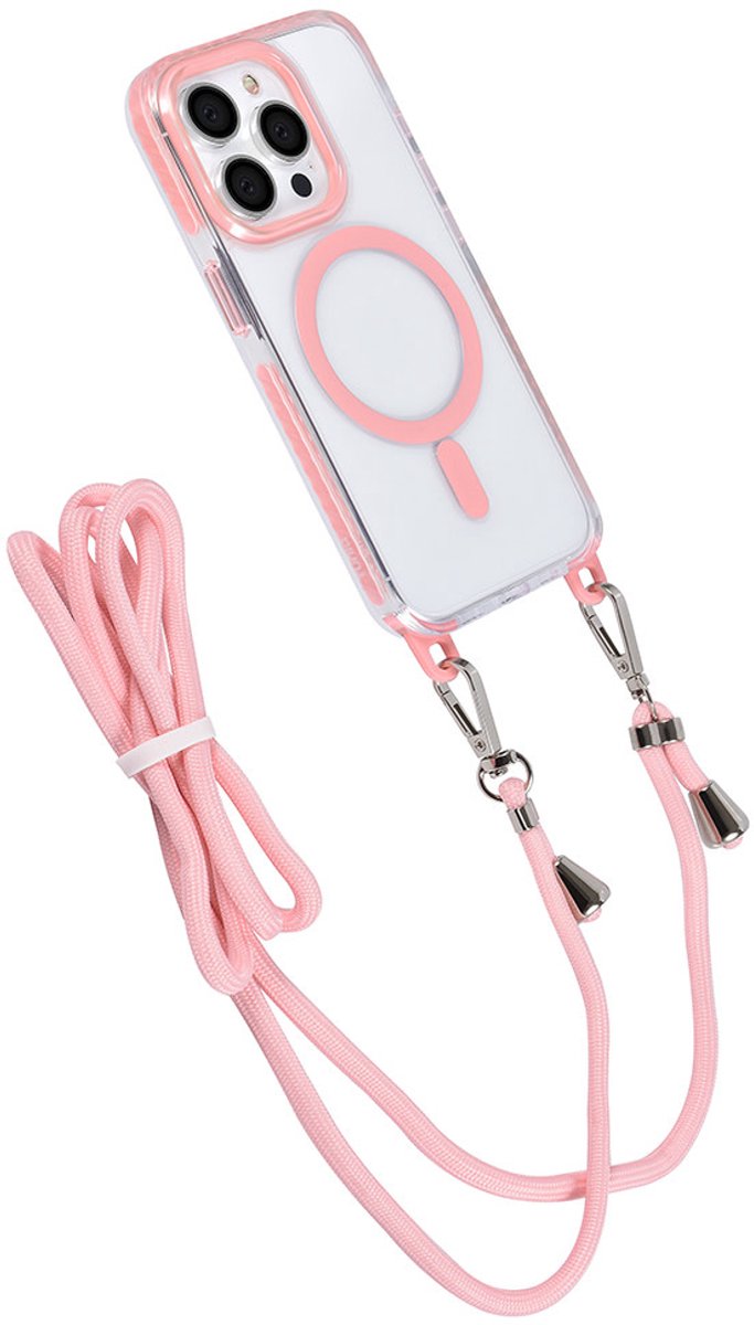 TUNIQ iPhone 15 Pro Backcover hoesje neck cord - magsafe - Roze