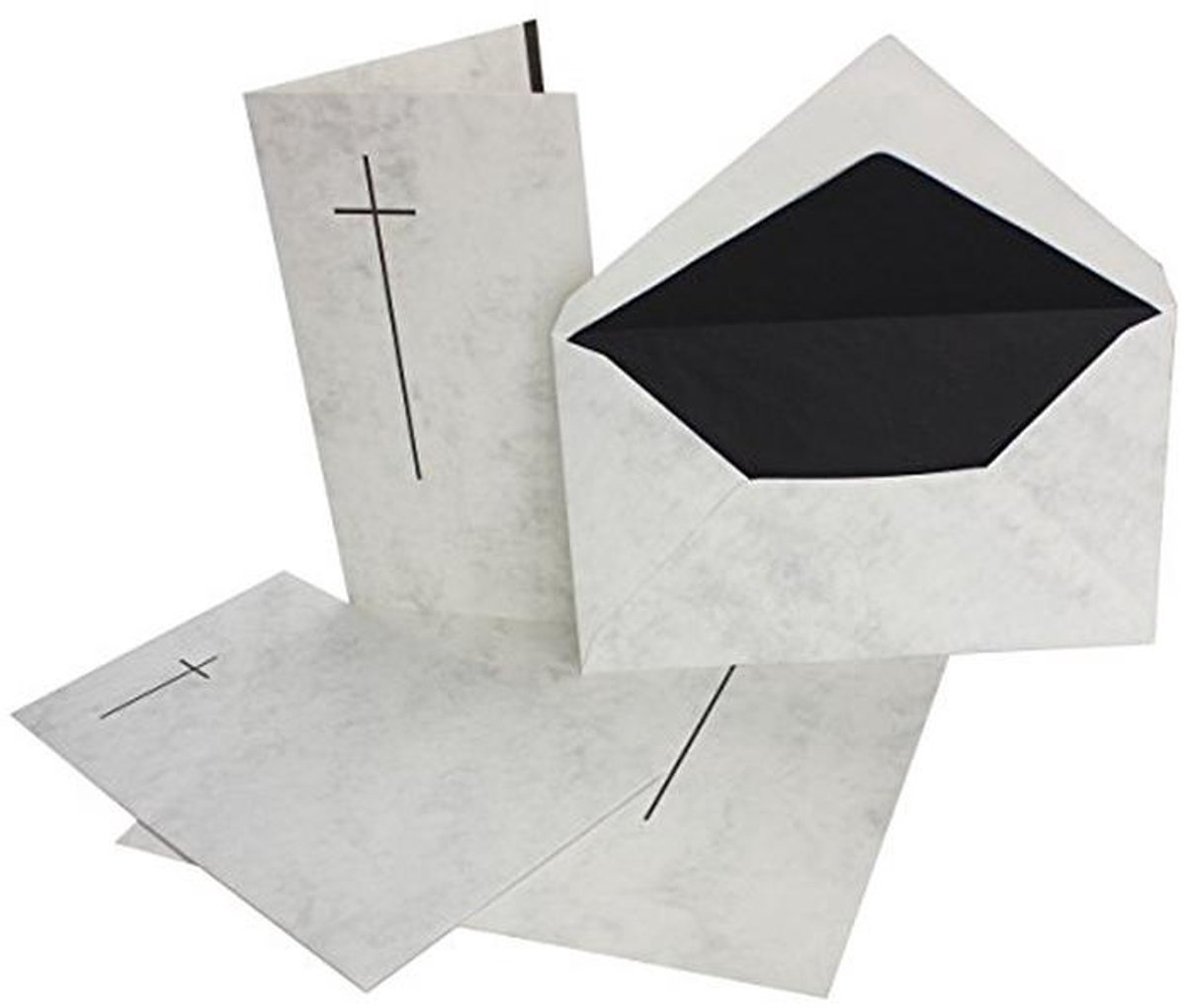 Set van 30 Elegante Rouwkaarten met Enveloppen - Dubbele Kaart (11.5 x 19.5 cm) met Marmer Design