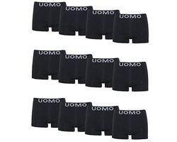 Channo men's boxer shorts, pack of 12, lycra boxer shorts, seamless, soft and comfortable UOMO Collection, Pack of 12 Black, L