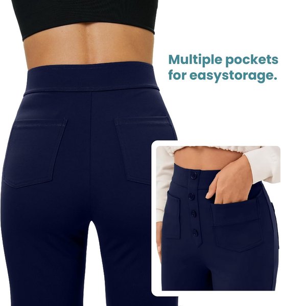 Hoge Taille Sportbroek Dames met Knoop en Zakken — afbeelding 3