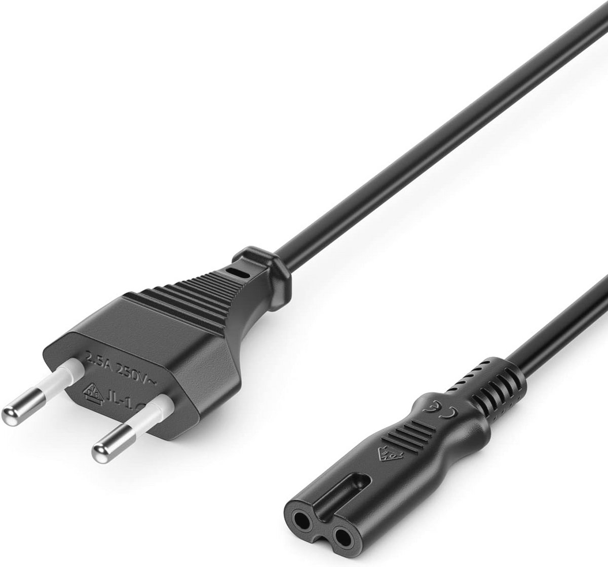 Voedingskabel Stroomkabel C Type Eurostekker naar C7 Connector voor Elektronische Apparaten - Zwart