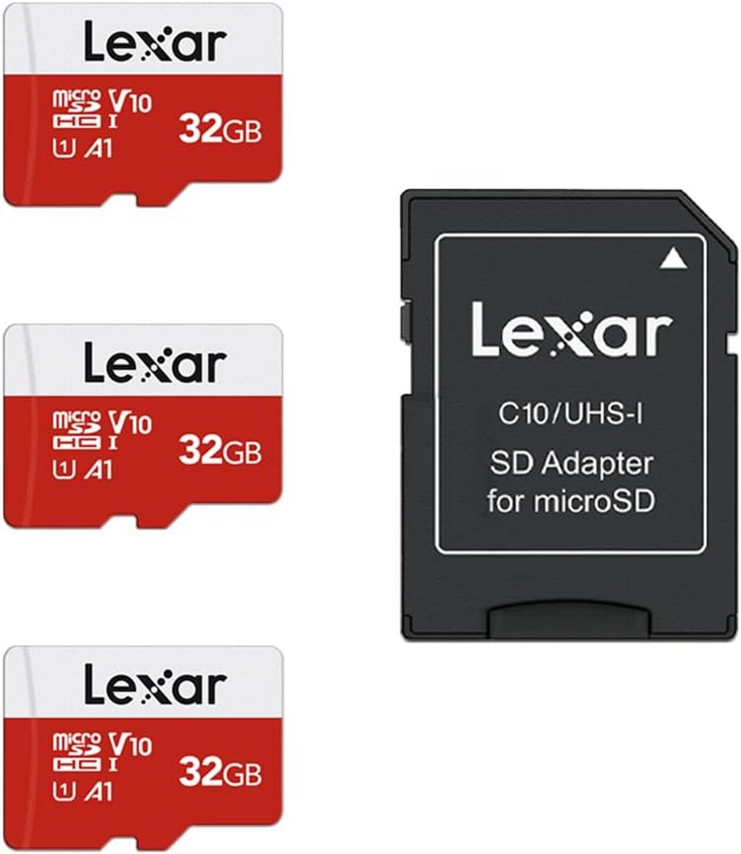 32GB Micro SD Kaarten 3-Pack met Adapter - Tot 100MB/s Leessnelheid, UHS-I, A1, V30