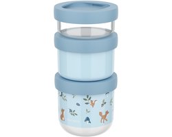 Mepal Mio Snackbox stack 3 pièces Little Dutch - 550 ml - Empilez autant que vous avez besoin - Compatible micro-ondes et lave-vaisselle - Forest Friends