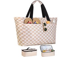 Extra grote waterdichte strandtas met koeltas - 45L voor dames, ideaal voor gezinsuitjes, picknicks en winkelen
