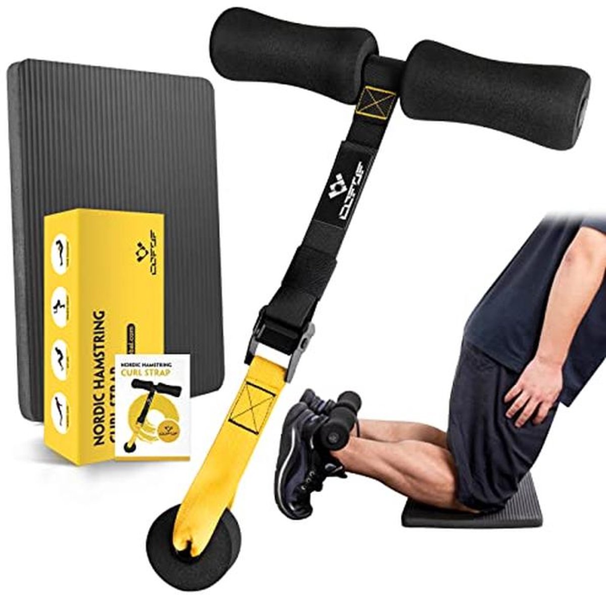 Hamstring Curl Strap met Kniemat - Ideaal voor Thuis Fitness