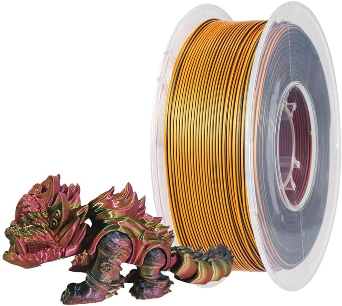 Driekleurig 3D-printer PLA filament – Zwart, Rood, Goud – 1,75 mm – Glanzend Metallic