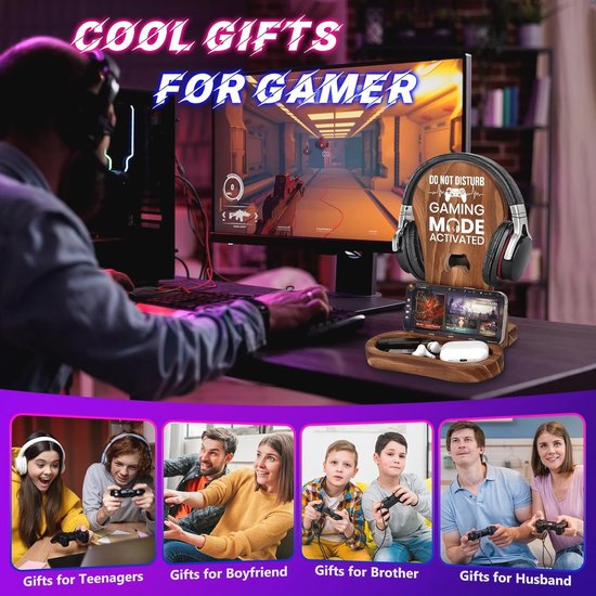 Gaming Cadeaus en Accessoires voor Mannen en Jongens - Hoofdtelefoonstandaard en Speelkamerdecoratie — afbeelding 4