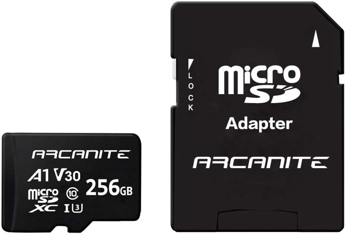 256 GB microSDXC-geheugenkaart met adapter - UHS-I U3, A1, V30, 4K, C10