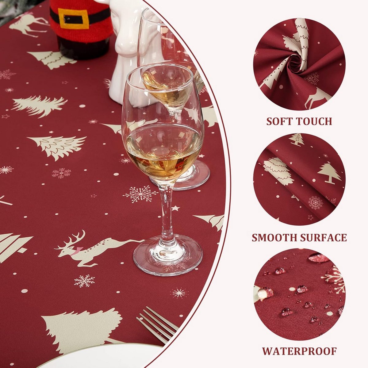 Waterdicht Kerst Tafelkleed voor Feesten - 137x137 cm, Goud
