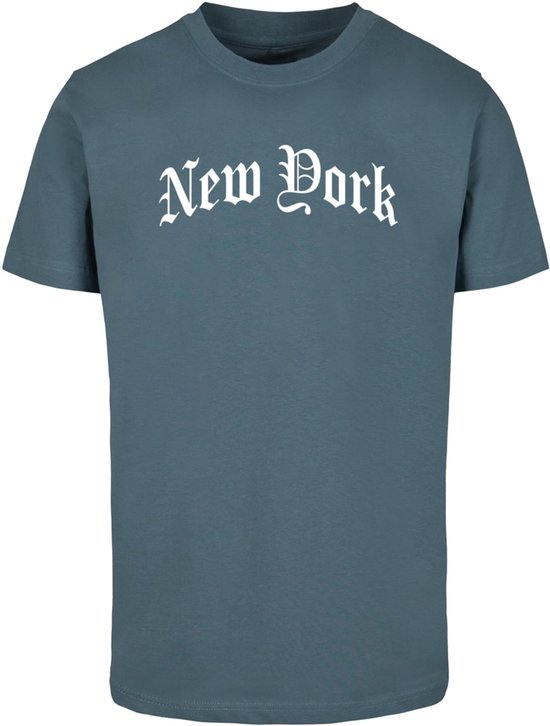 Mister Tee - New York Wording Heren T-shirt - M - Blauw