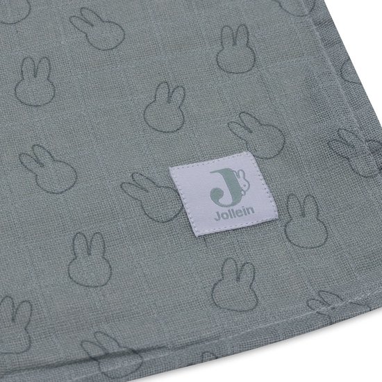 Jollein x Nijntje - Hydrofiele Doek Large 115x115cm - Inbakerdoek, Spuugdoekjes, Baby Doeken - Zacht Katoen - 2 Stuks - Miffy Silhouettes Sea Green van Jollein — afbeelding 3