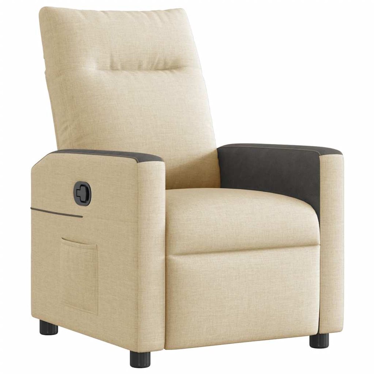 vidaXL Fauteuil - verstelbaar - stof - crèmekleurig crème en zwart