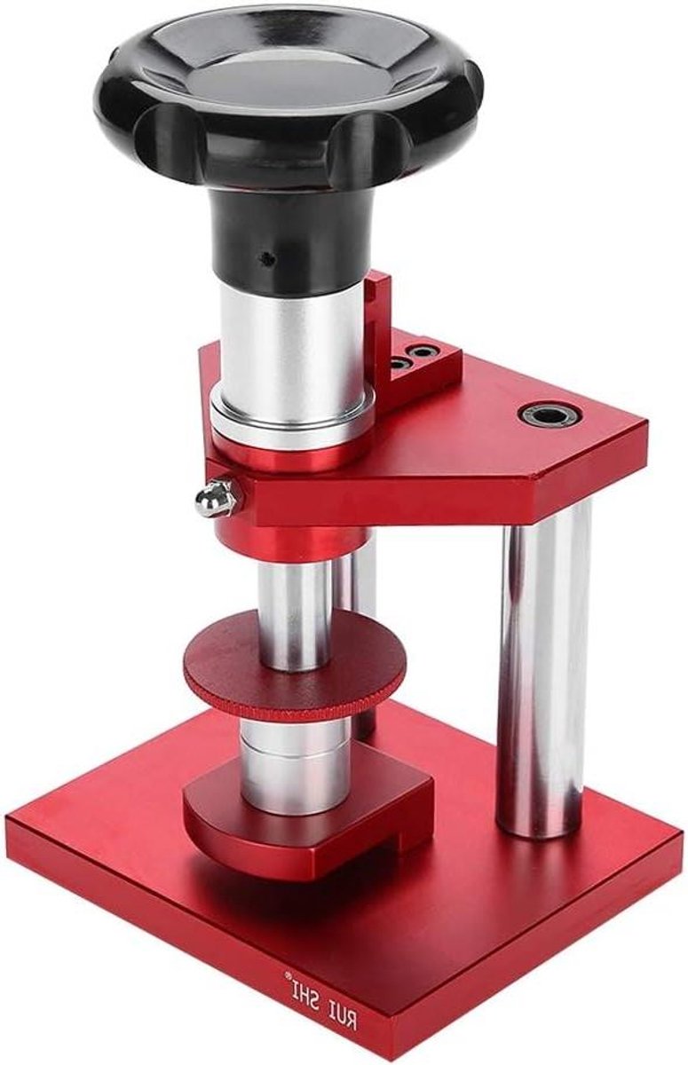 Jhubers Goods - Horlogegereedschap - Horloge reparatie - Draagbaar - Horlogepers - 20 matrijzen - Horlogekristalpers - Schroeftype - Horloge reparatie gereedschap - Geschikt voor alle horloges - Zwart-metaal - Horloge reparatie set voor thuis