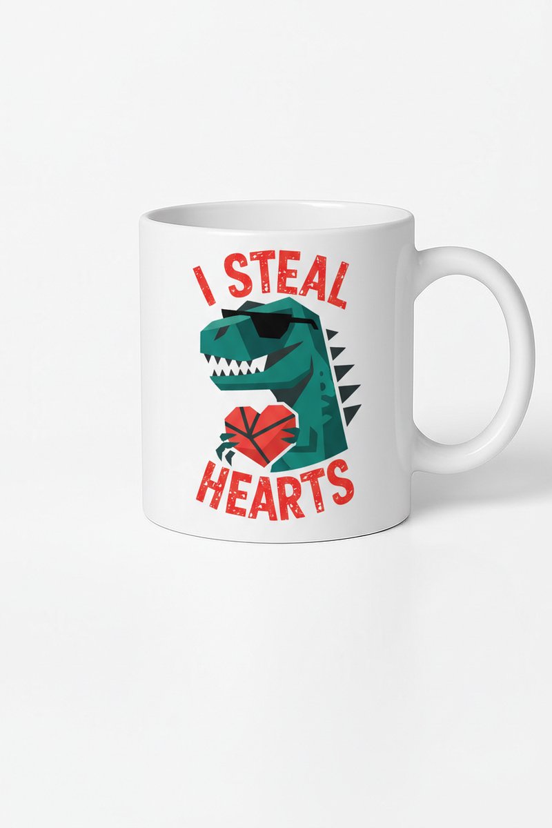 I Steal Hearts Mok met Stoere Dino - Grappige Valentijnscadeau