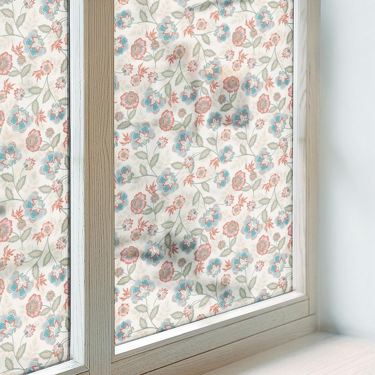 Coloray Privacy Folie Raam - Bloemenpatroon Anti inkijk Folie - 50x100 cm - Beige Privacy Folie Raam - Raamfolie Tegen inkijk Glas in Lood - Voor de woonkamer, slaapkamer en hal. - Raamfolie Zonwering