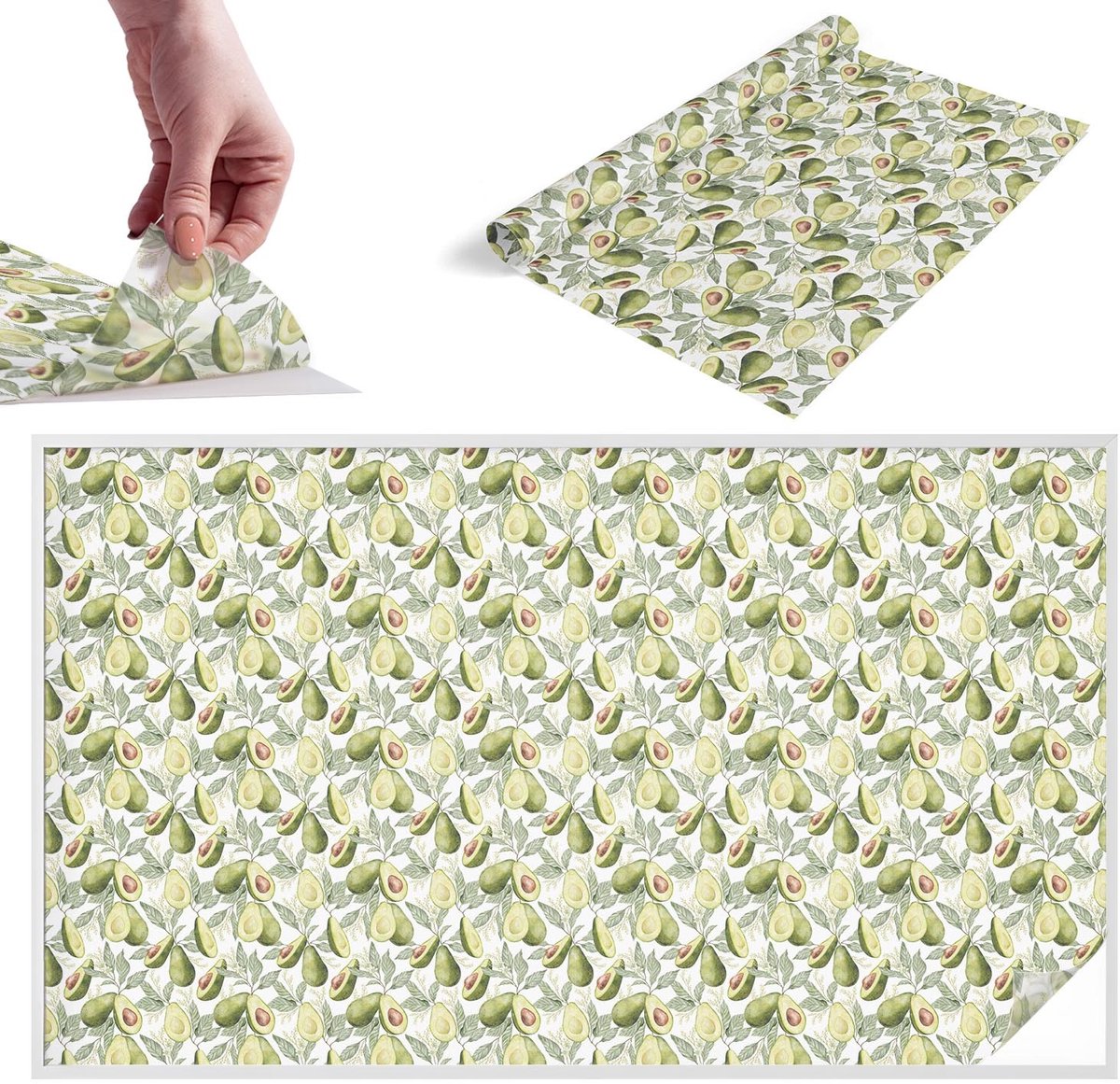 TULUP Raamfolie Anti inkijk - Avocadobladeren Melkglas Folie - 200x116 cm - Groente Anti inkijk Raamfolie Glas in Lood - Zonwerende Raamfolie - Voor de keuken, hal en woonkamer - Privacy Folie Raam Glas in Lood Groente - Avocadobladeren