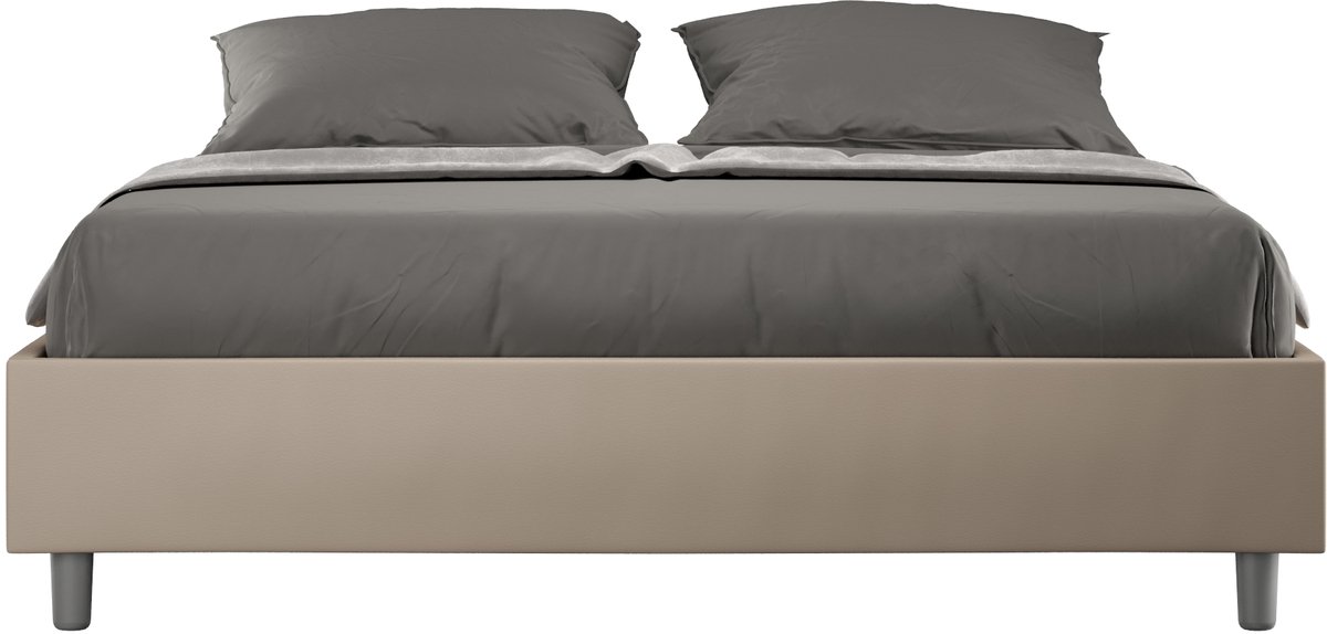 Azelia duifgrijs kunstleer bed met gecapitonneerde bodem 160x210
