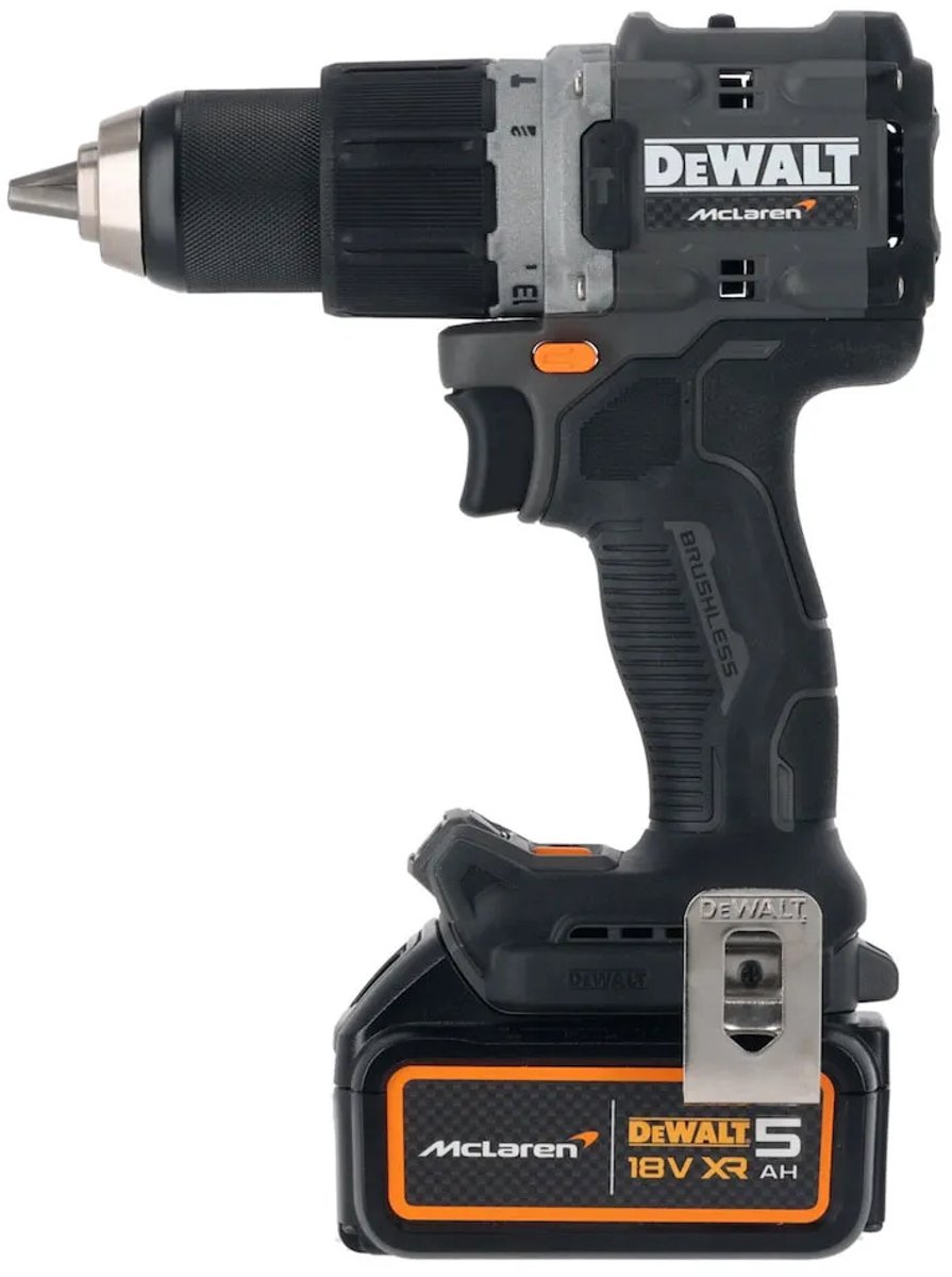 DeWALT DCD85MP2T 18 Volt accu-boormachine met klopfunctie, 2x 5,0 Ah XR accu, lader, McLaren koffer en styling – foto 6