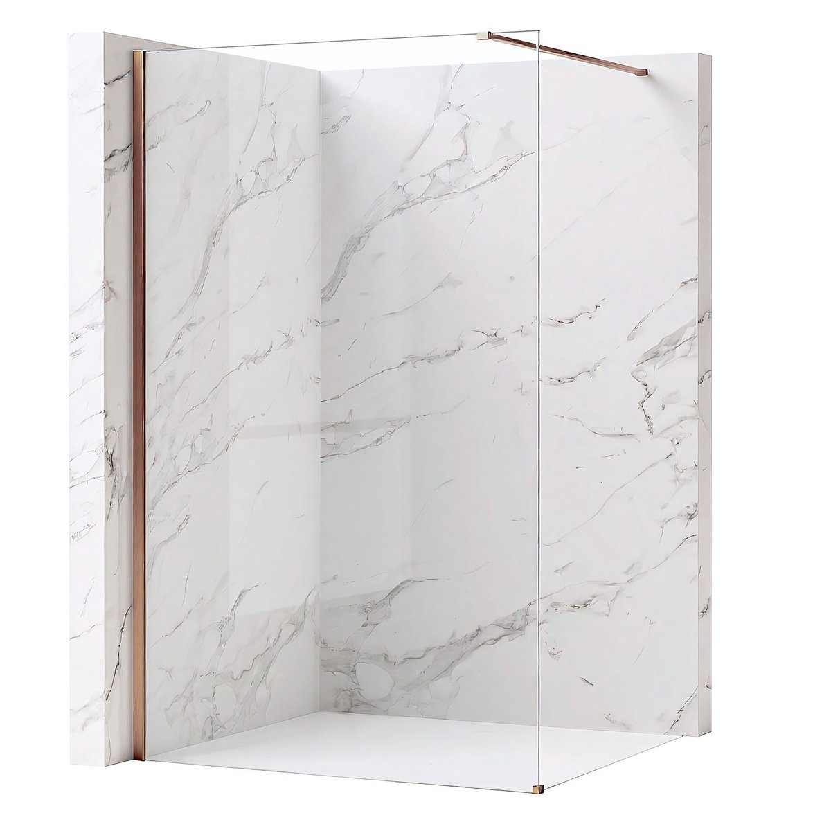 Rea Flexi Transparent - Douchewand - Geborsteld Koper - 120 Gehard Glas 8 mm (Transparant) - 120X120X195cm