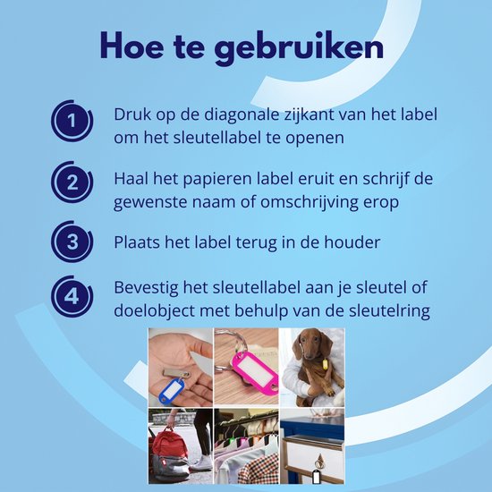 Knaak Sleutellabels met Etiket - 30 Stuks - Gekleurd - Inclusief Sleutelring - Schrijfbaar